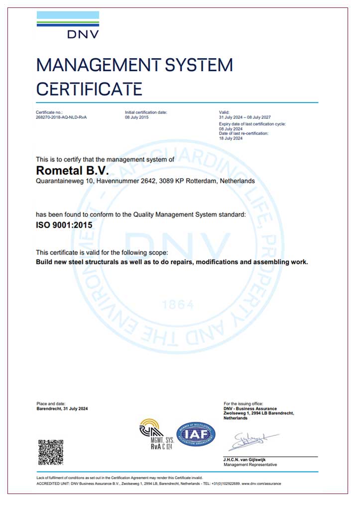 Rometal ISO 9001:2015