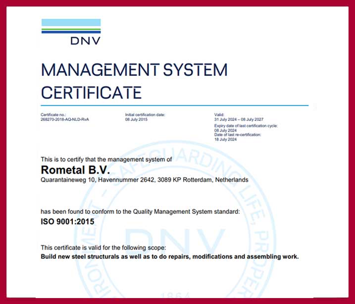 Rometal ISO 9001:2015