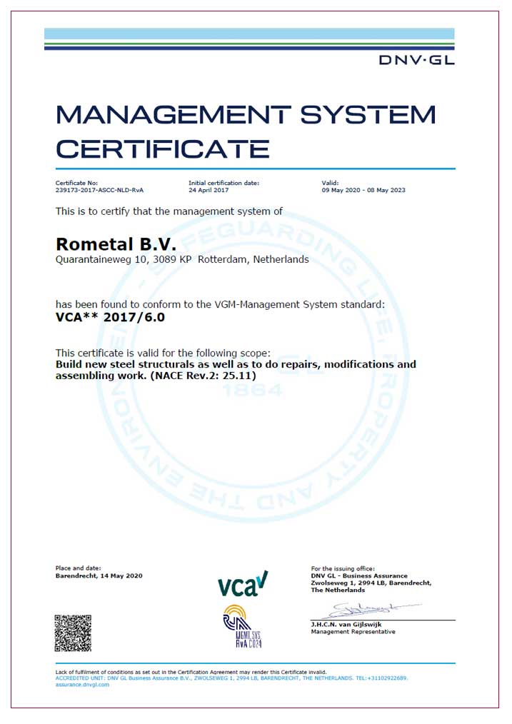 Rometal BV SHE Checklist Contractors